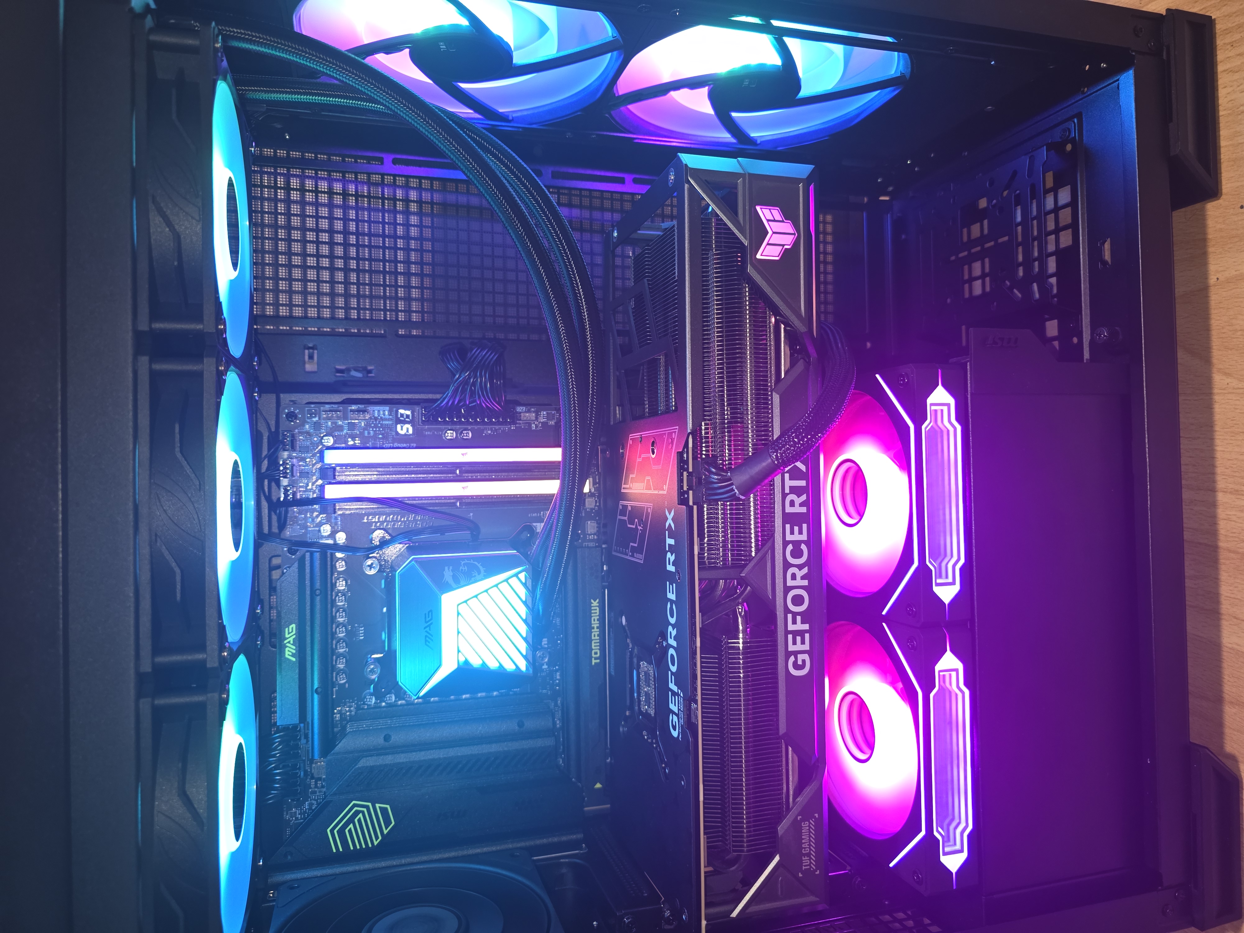 Custom gaming PC with ASUS TUF RTX 4080 Super and optimized airflow layout