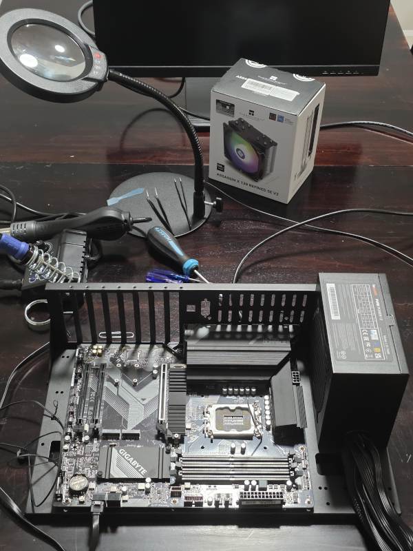 Sfixy open diagnostic bench with Z790 motherboard and be quiet! ATX 3.1 power supply in Boca Raton