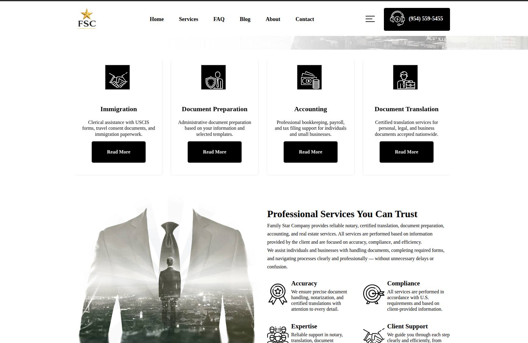 Redesigned Family Star Company website interface