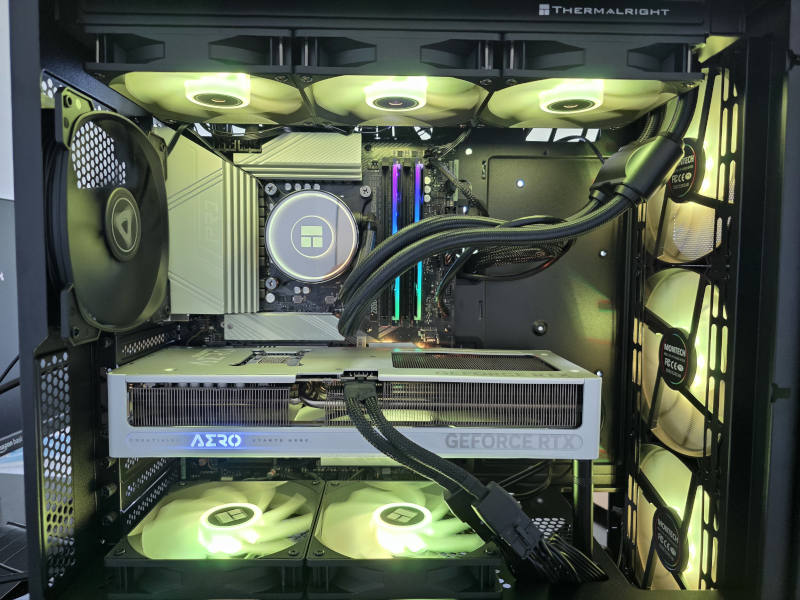 Completed custom gaming PC with RGB lighting, RTX 5070 AERO, and optimized cooling