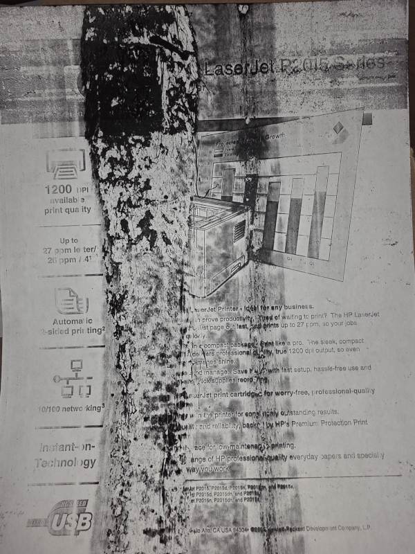 HP P2015 printing gray background and streaks