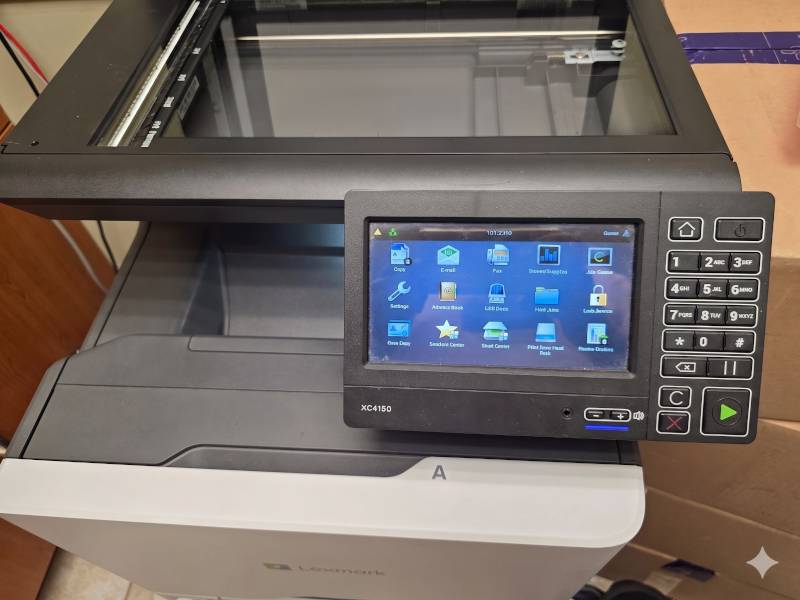 Lexmark XC4150 office network printer setup panel