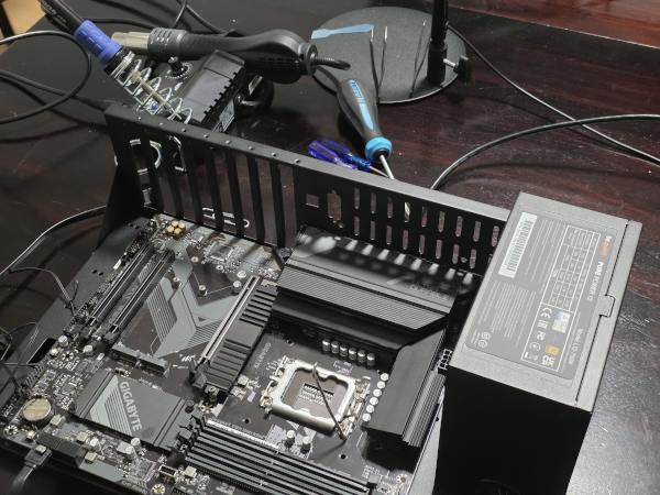LGA1700 socket inspection on Gigabyte Z790 motherboard at Sfixy lab