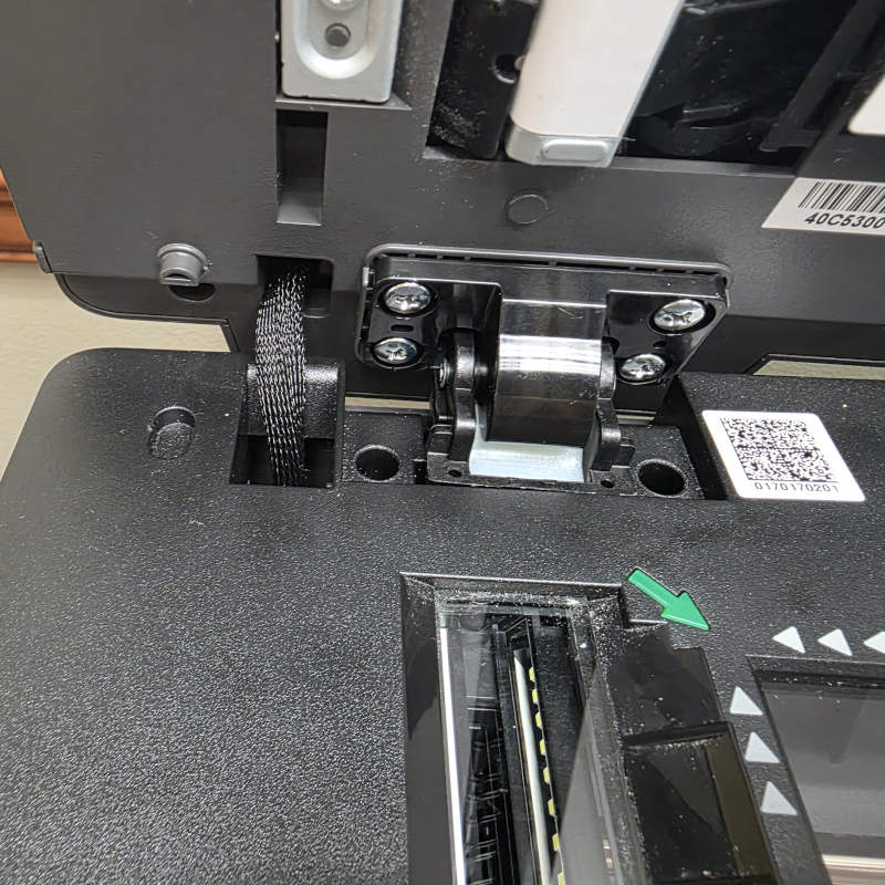 Lexmark XC4150 multifunction printer opened for ADF hinge replacement